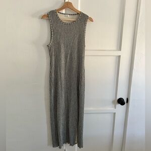 Aritzia Wilfred Green and cream Midi Gingham Dress
